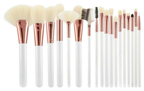 Witte &amp; ecru make-up kwasten set 18 stuks