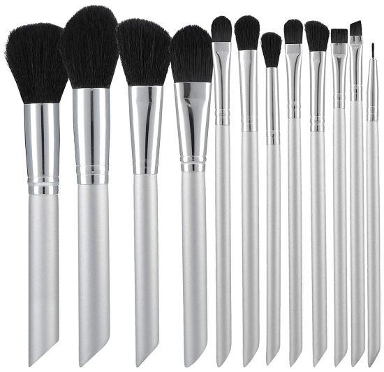 Grijze make-up kwasten set 12 stuks